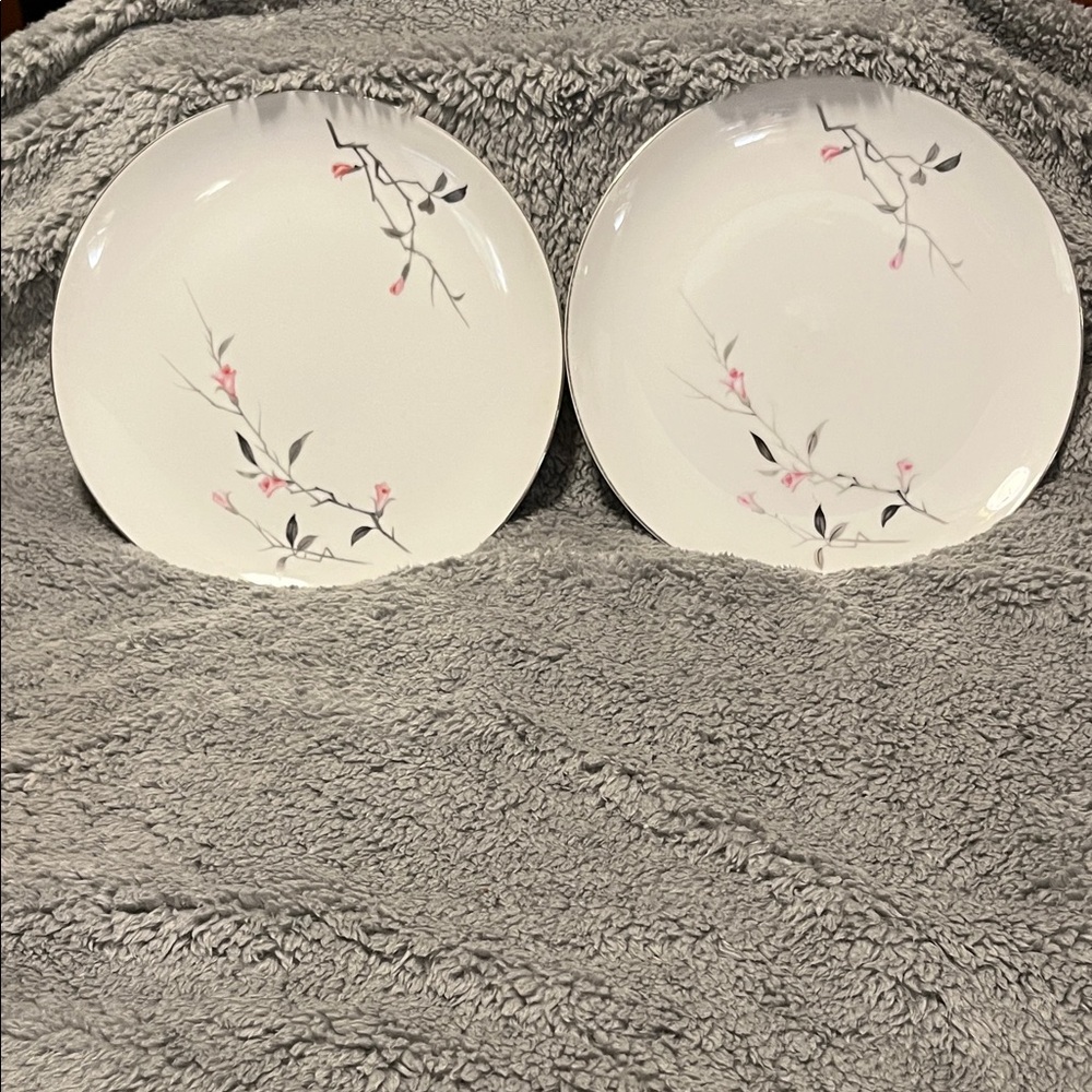 Japan Fine China Set of 2 Cherry Blossom Dinner Plates #1067 Discontinued